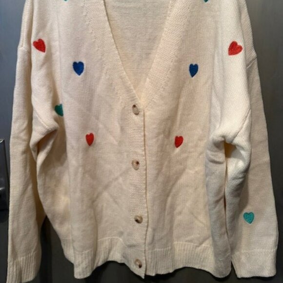 Retro V-Neck embroidered heart sweater cardigan - Picture 8 of 16
